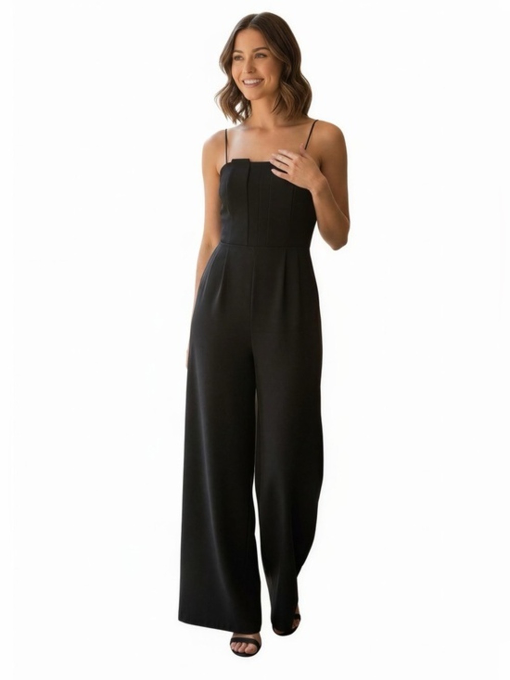 DO+BE Black Pleated Wide-Leg Jumpsuit